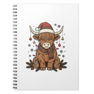 Christmas Highland Cow Vintage Engraving Design 2_ Notebook