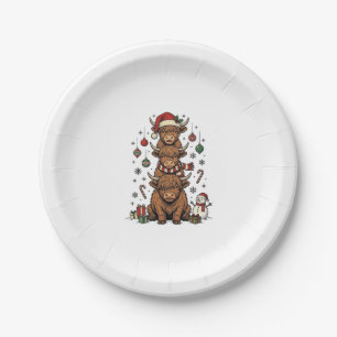 Christmas Highland Cow Vintage Engraving Shirt_1 Paper Plate