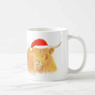 Christmas Highland cow with hat mug