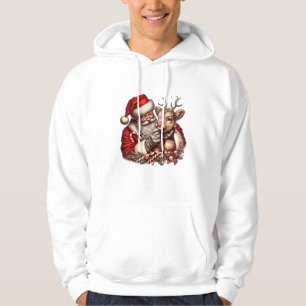 Christmas Highland Cow With Santa Scottish Vintage Hoodie