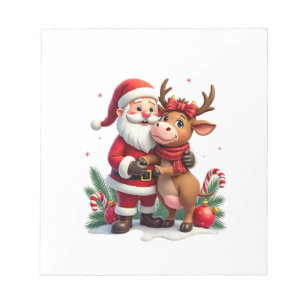 Christmas Highland Cow With Santa Scottish Vintage Notepad