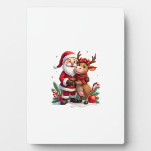 Christmas Highland Cow With Santa Scottish Vintage Plaque