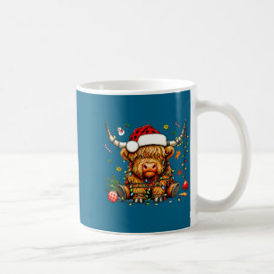 Christmas Highland Cow Xmas Santa Hat Wooly Farm A Coffee Mug
