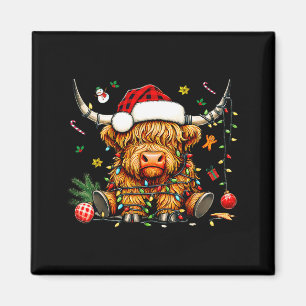Christmas Highland Cow Xmas Santa Hat Wooly Farm A Magnet