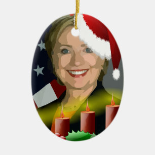 christmas hillary clinton ceramic ornament