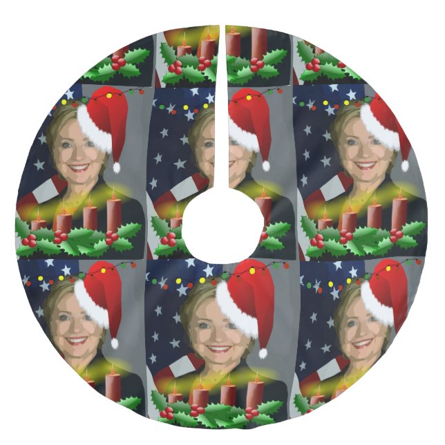 christmas hillary clinton xmas tree skirt (Front)