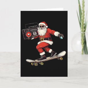 Christmas Hip Hop Santa Claus Skateboarding With B Card