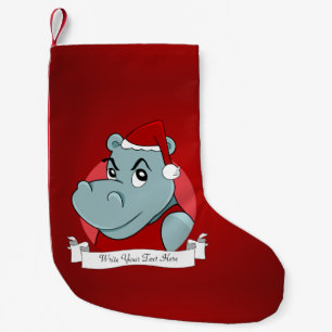 Christmas hippo cartoon small christmas stocking