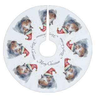 Christmas Hippo, customisable Brushed Polyester Tree Skirt