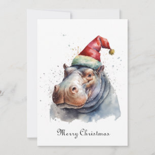 Christmas Hippo customisable Holiday Card