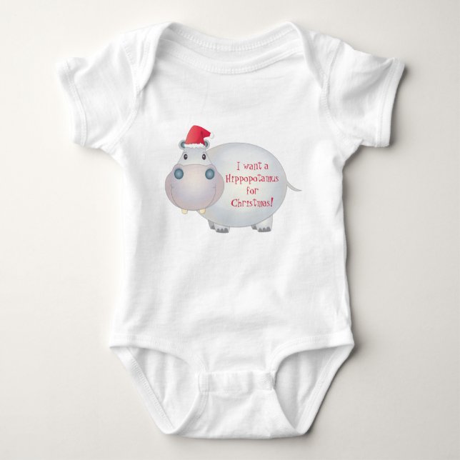 Christmas Hippo hippopotamus Baby Shirt (Front)