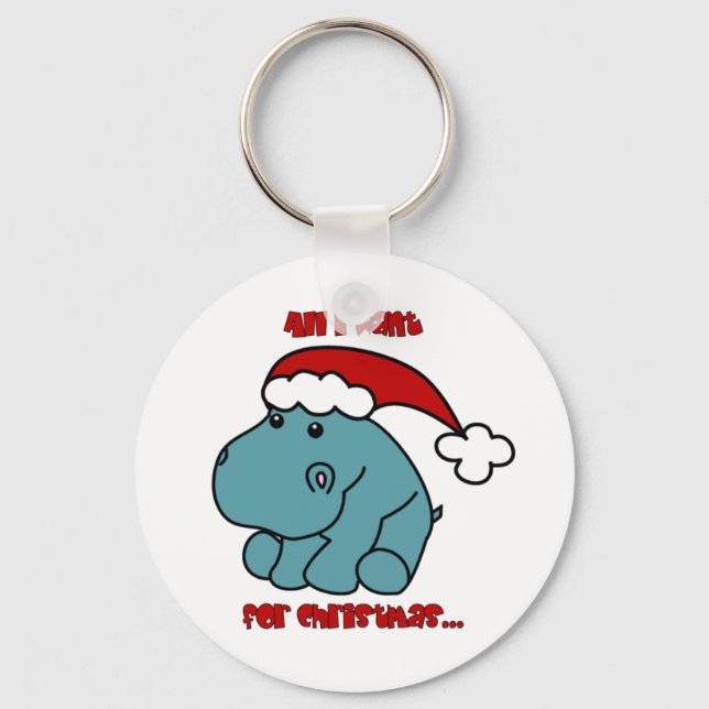 Christmas Hippo Key Ring (Front)