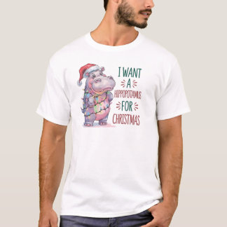 Christmas Hippopotamus Funny T-Shirt