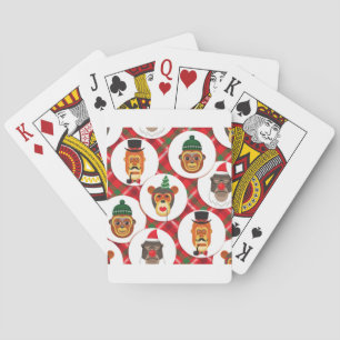 christmas hipster monkeys playing cards
