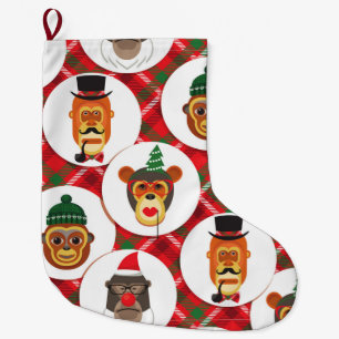 christmas hipster monkeys xmas stocking