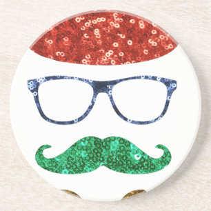 christmas hipster moustache coaster