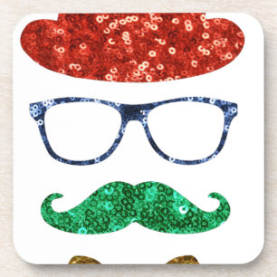 christmas hipster moustache coaster