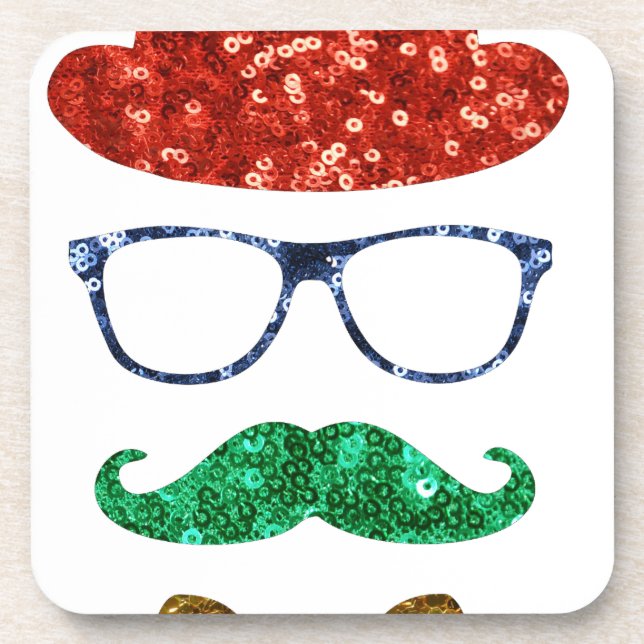 christmas hipster moustache coaster (Front)