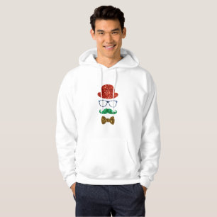 christmas hipster moustache mens hooded sweatshirt
