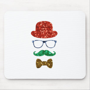christmas hipster moustache mouse pad