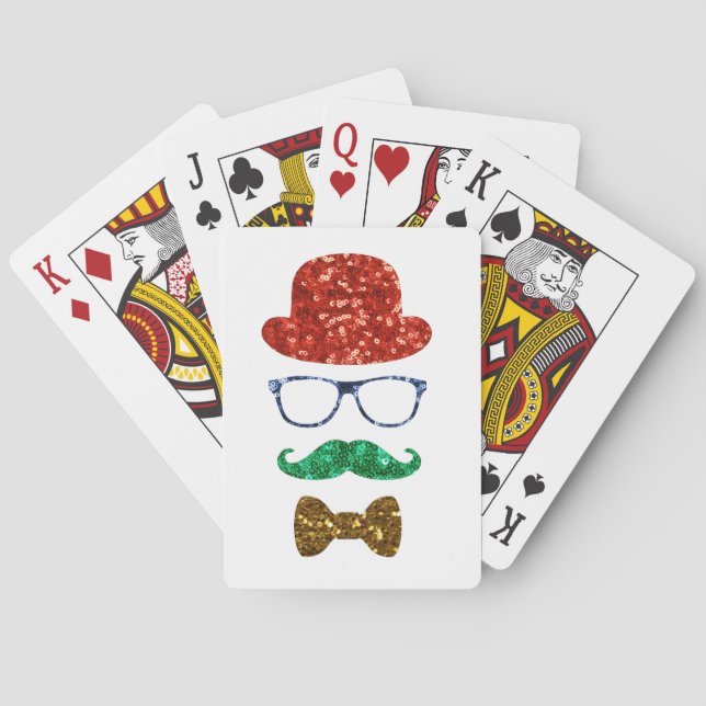 christmas hipster moustache playing cards (Back)