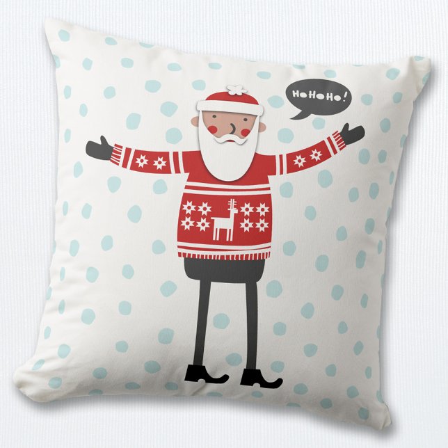 Christmas Hipster Santa Cushion (Hipster Santa in skinny jeans Christmas pillow)