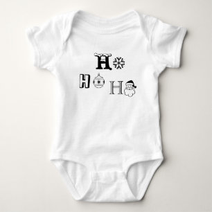 Christmas Ho Ho Ho black and white cute Baby Bodysuit