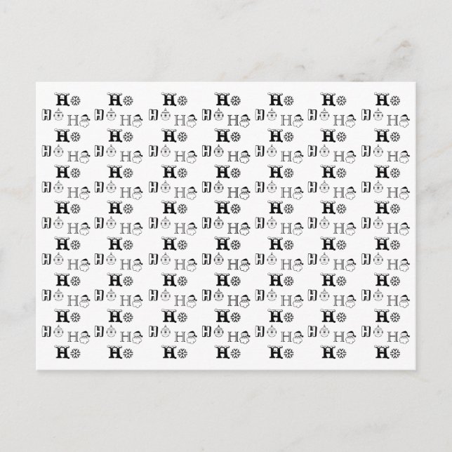 Christmas Ho Ho Ho black and white pattern cute  Postcard (Front)