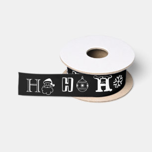 Christmas Ho Ho Ho black & white cute   Satin Ribbon