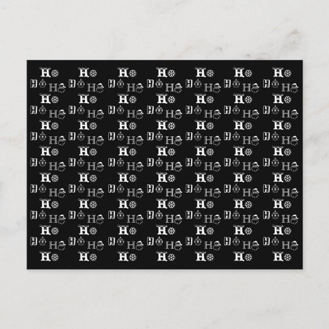 Christmas Ho Ho Ho black white pattern cute Postcard (Front)