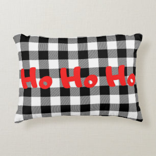 Christmas Ho Ho Ho Buffalo Plaid Check Decorative Cushion