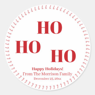 Christmas Ho Ho Ho custom name candy cane cute Classic Round Sticker