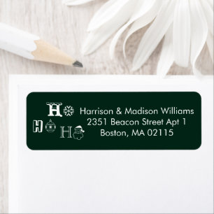 Christmas Ho Ho Ho dark green cute Return Address Label