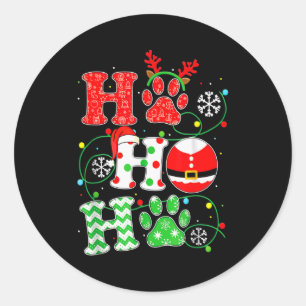 Christmas Ho Ho Ho Dog Paw Gift For Dog Lover Funn Classic Round Sticker
