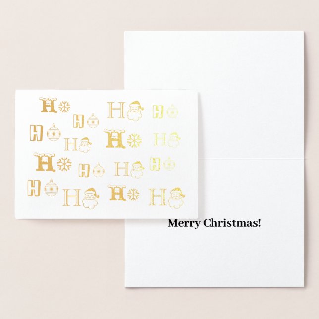 Christmas Ho Ho Ho pattern custom text cute Foil Card (Display)