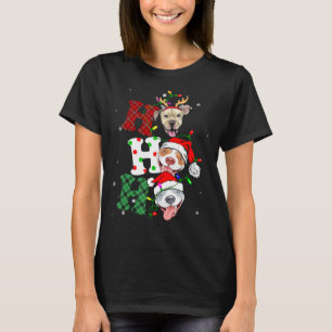 Christmas Ho Ho Ho Pitbull Dog Lover Funny Xmas T-Shirt