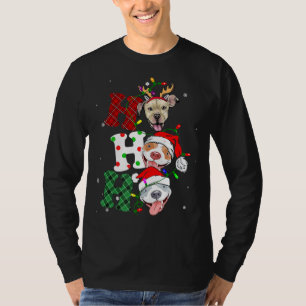 Christmas Ho Ho Ho Pitbull Dog Lover Funny Xmas T-Shirt