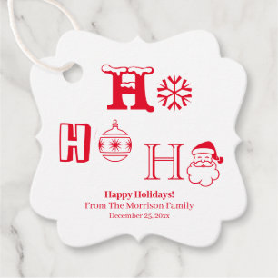 Christmas Ho Ho Ho red custom name date cute Favour Tags