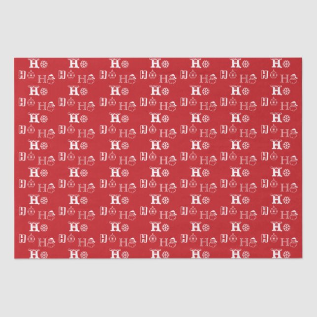 Christmas Ho Ho Ho red white pattern cute Tissue Paper (Front)