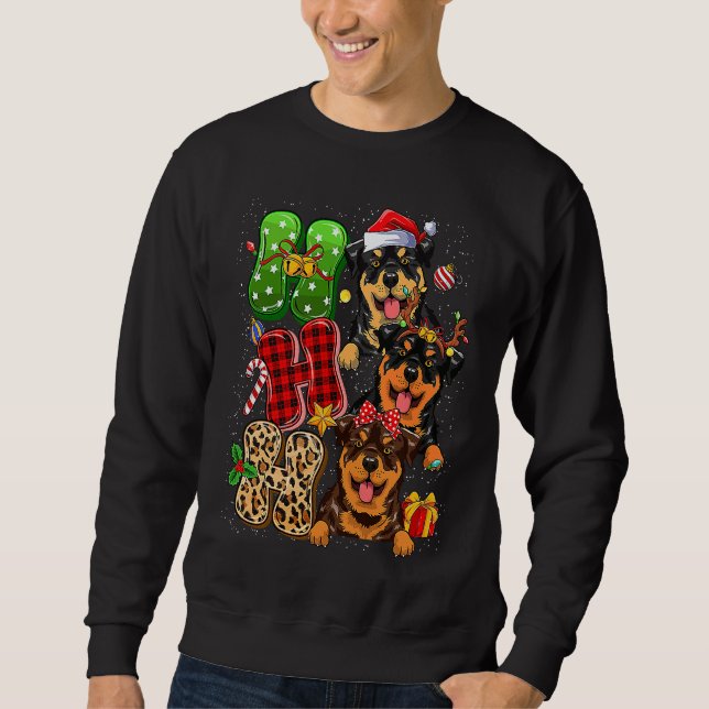 Christmas Ho Ho Ho Rottweiler Dog For Dog Lover Fu Sweatshirt (Front)