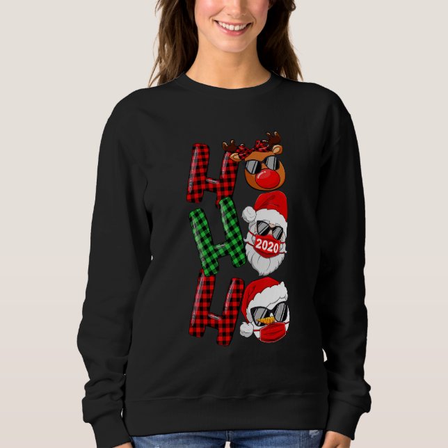Christmas Ho Ho Ho Santa Reindeer Snowman Face Mas Sweatshirt (Front)