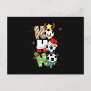 Christmas Ho-Ho-Ho Santa Reindeer Soccer Xmas for Holiday Postcard