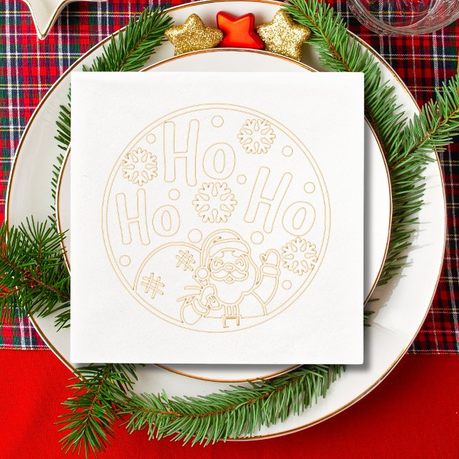 Christmas Ho Ho Ho Santa Winter Snowflakes Foil Napkins (Creator Uploaded)
