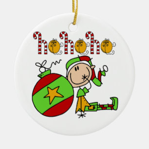 Christmas Ho Ho Holiday Cute Elf Ceramic Tree Decoration