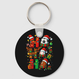 Christmas Ho Ho Santa Soccer Footbyll Bysebyll Xma Key Ring