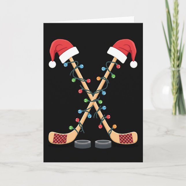 Christmas Hockey Santa Sticks Card (Front)
