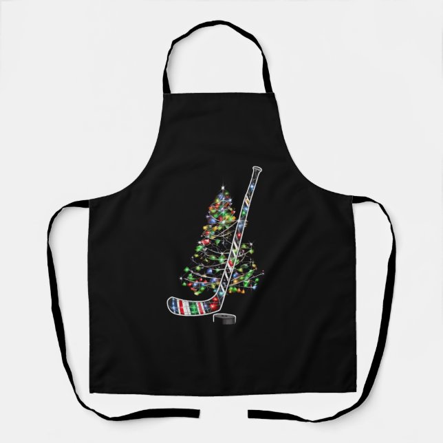 Christmas Hockey Sports Ball Santa Hat Xmas  Apron (Front)