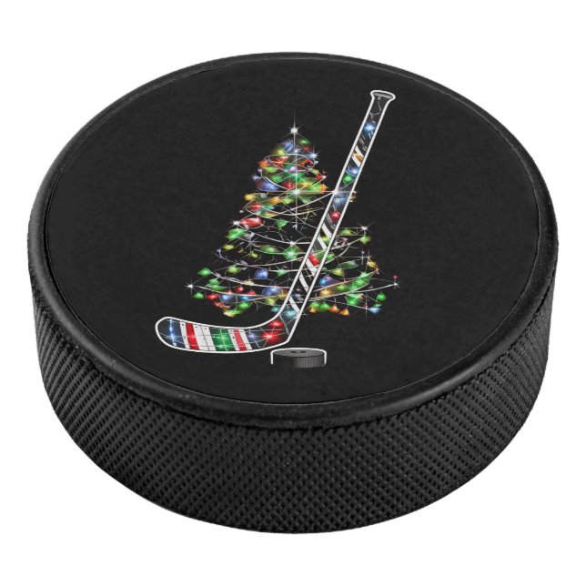 Christmas Hockey Sports Ball Santa Hat Xmas  Hockey Puck (3/4)