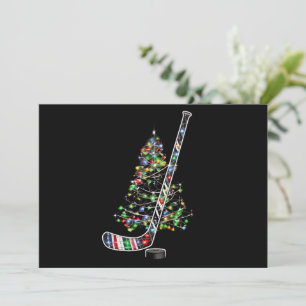 Christmas Hockey Sports Ball Santa Hat Xmas  Holiday Card