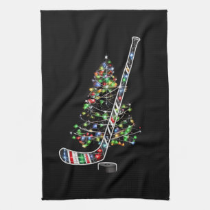 Christmas Hockey Sports Ball Santa Hat Xmas  Tea Towel
